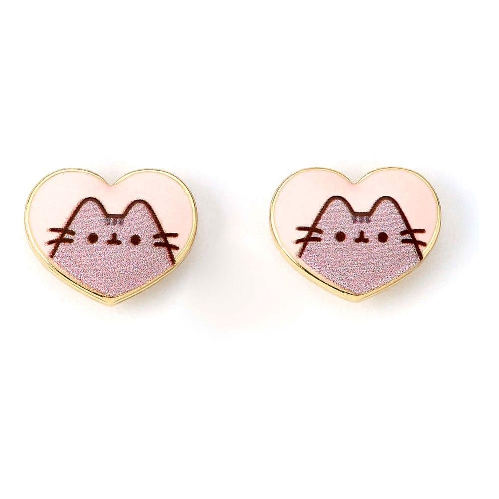 Pusheen – Pink and Gold Heart Stud Σκουλαρίκια