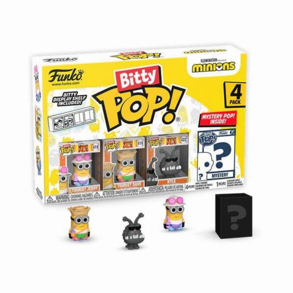 Funko Bitty POP! Minions – Tourist Jerry, Tourist Dave, Kyle & Chase Mystery 4-Pack Φιγούρες