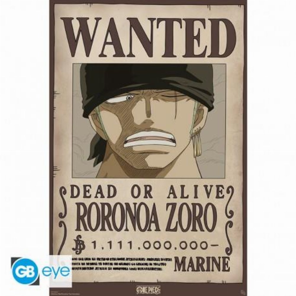 One Piece – Roronoa Zoro Wanted Poster Αυθεντική Αφίσα (92x61cm)