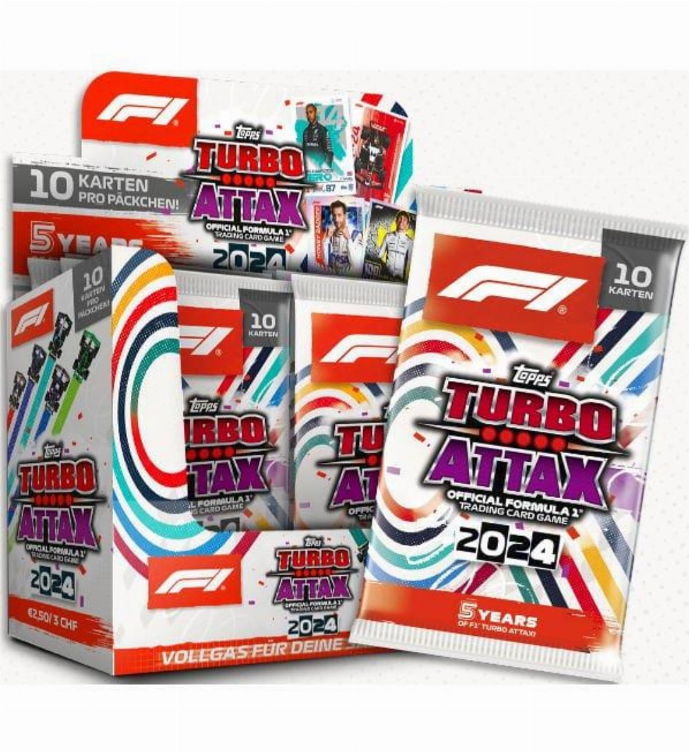 Topps – 2024 Turbo Attax Formula 1 (F1) Booster Display (24 Φακελάκια, σύνολο 240 Κάρτες)