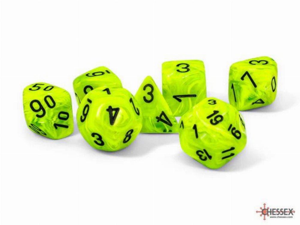 Σετ Ζάρια – 7 Dice Set Festive Mega-Hedral Bright Green with Black