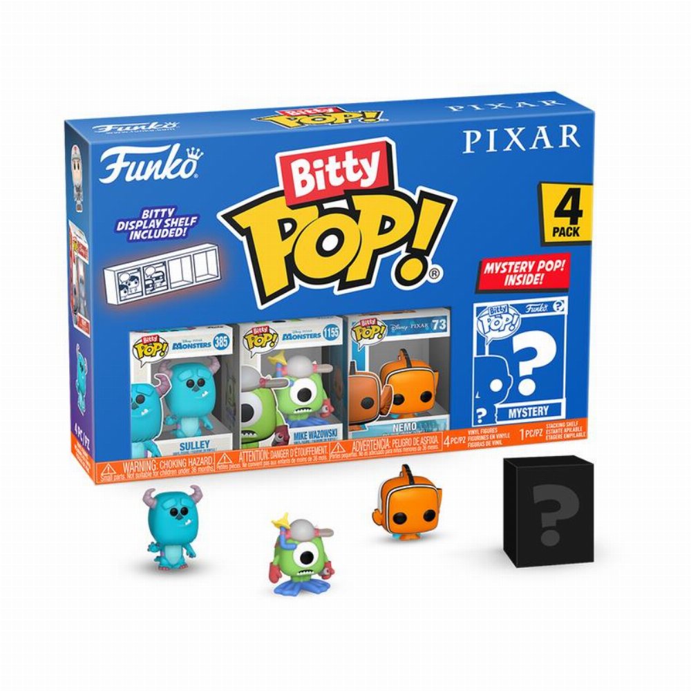 Funko Bitty POP! Disney Pixar – Sulley, Mike Wazowski, Nemo & Chase Mystery 4-Pack Φιγούρες