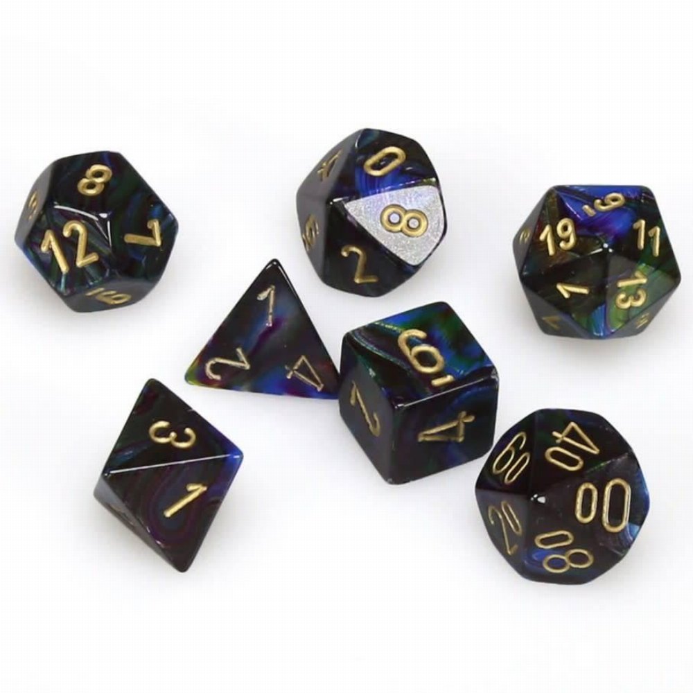 Σετ Ζάρια – 7 Dice Set Lustrous Polyhedral Shadow with Gold