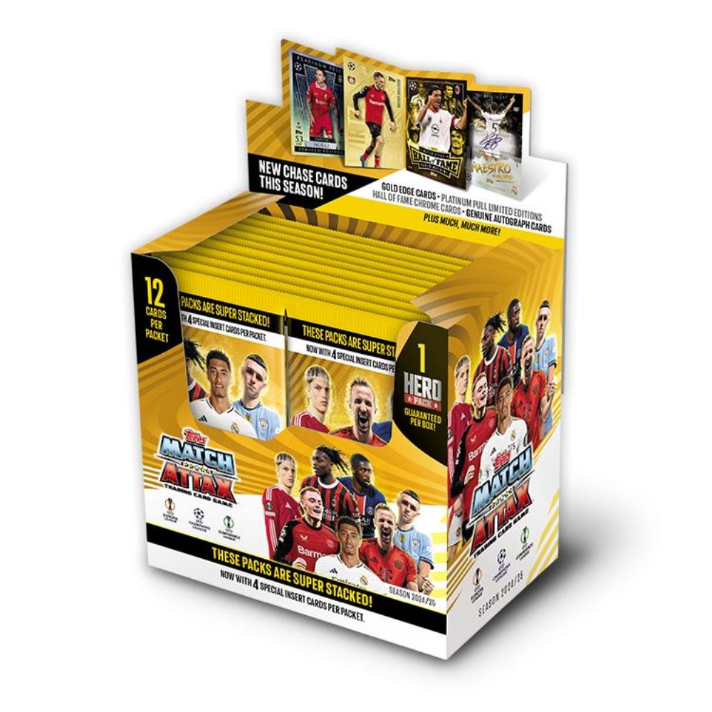 Topps – Match Attax UCC 2024-25 Κάρτες Booster Display (24 Φακελάκια σύνολο 288 Κάρτες)