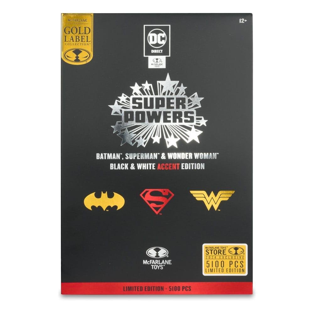 DC Direct: Gold Label – Batman, Superman & Wonder Woman Black & White Accent Edition 3-Pack Φιγούρες Δράσης (13cm) LE5100