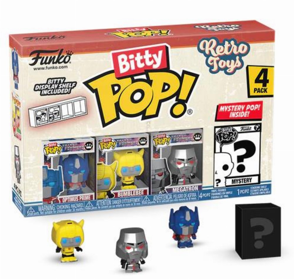 Funko Bitty POP! Retro Toys – Optimus Prime, Bumblebee, Megatron & Chase Mystery 4-Pack Φιγούρες
