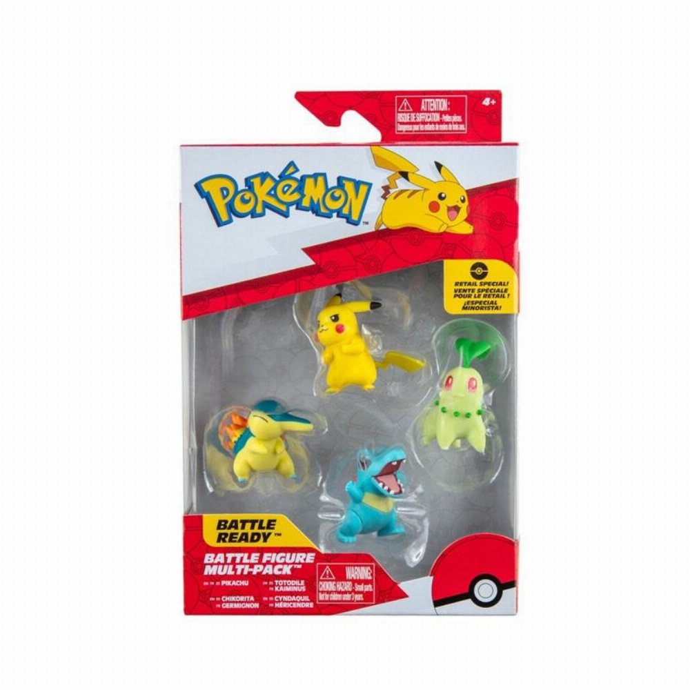 Pokemon – Pikachu, Totodile, Chikorita & Cyndaquil 4-Pack Battle Φιγούρες (5cm)