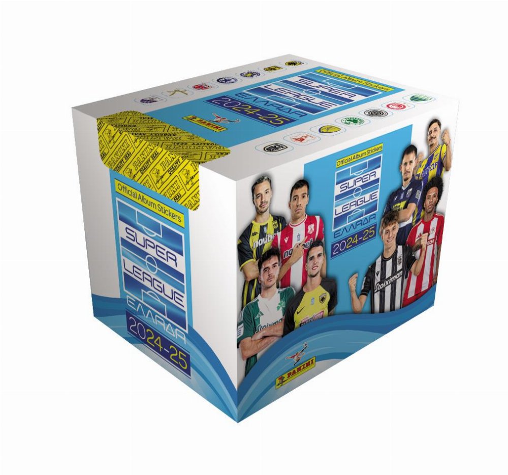 Panini – 2025 Superleague Αυτοκόλλητα Booster Display (50 Φακελάκια σύνολο 300 Αυτοκόλλητα)
