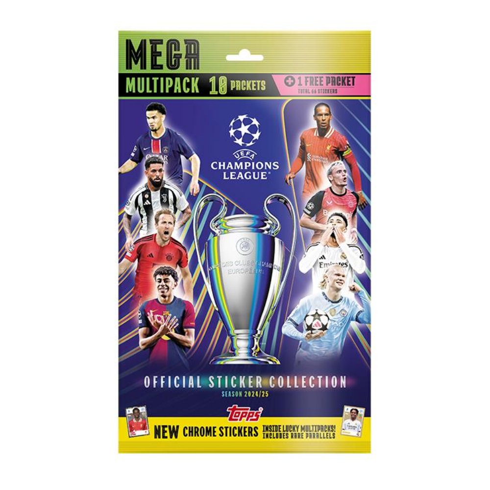 Topps – 2024-25 UEFA Champions League Αυτοκόλλητα Mega Multipack (66 Αυτοκόλλητα)