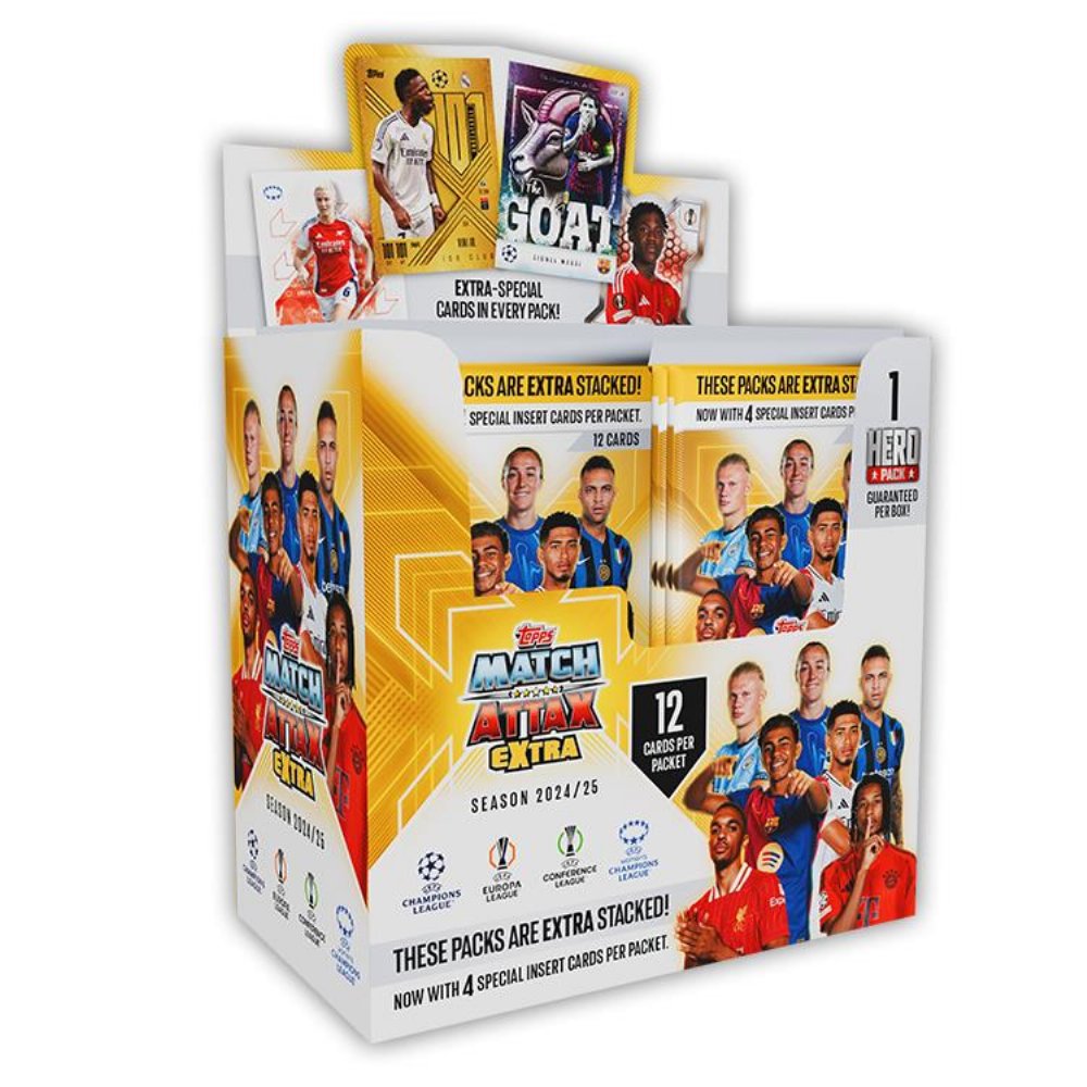 Topps – Match Attax Extra UCC 2024-25 Booster Display (24 Φακελάκια σύνολο 288 Κάρτες)