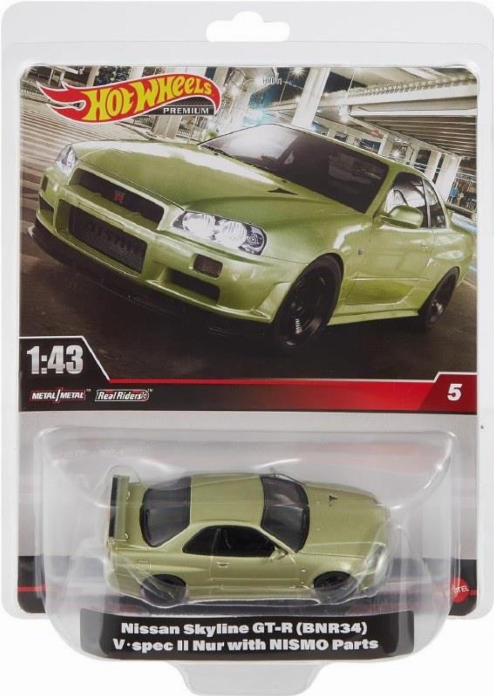 Hot Wheels: Premium Real Readers – Nissan Skyline GT-R (BNR34) V Spec II with Nismo Parts 1:43 (HMD47)