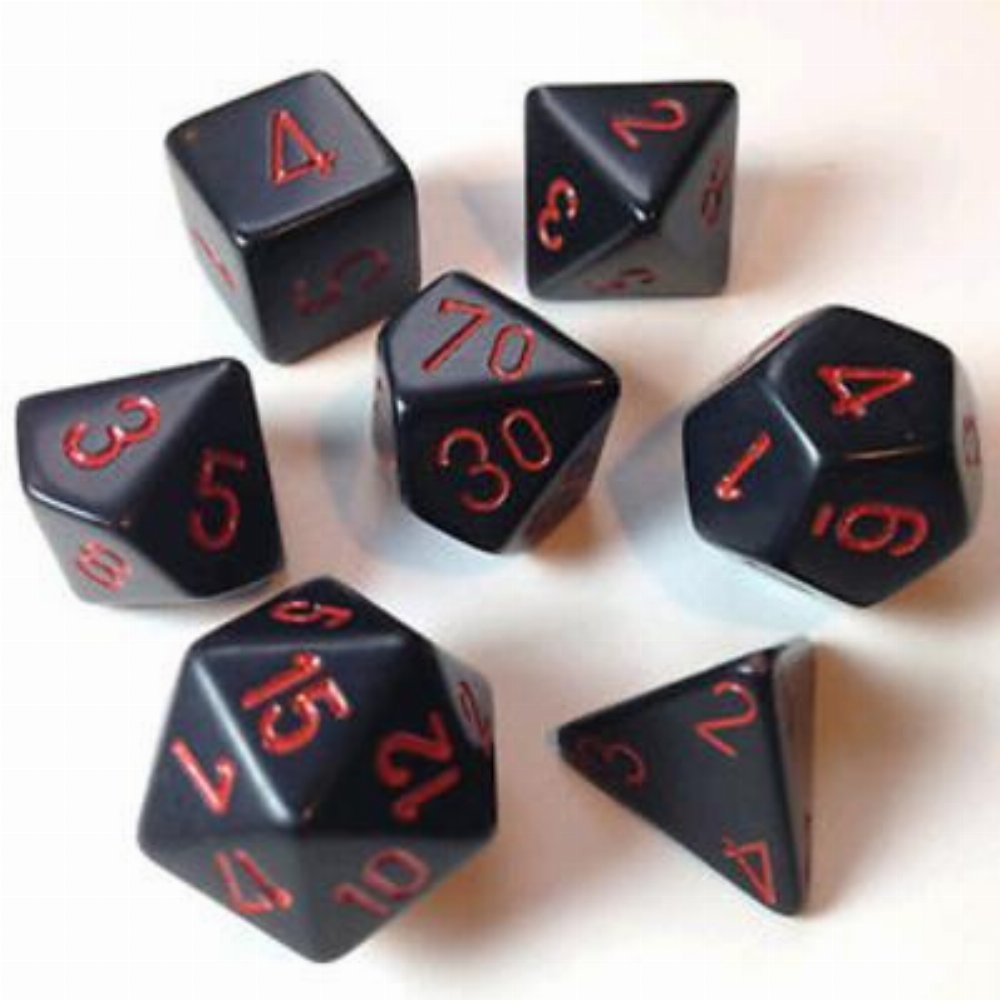 Σετ Ζάρια – 7 Dice Set Opaque Polyhedral Black with Red
