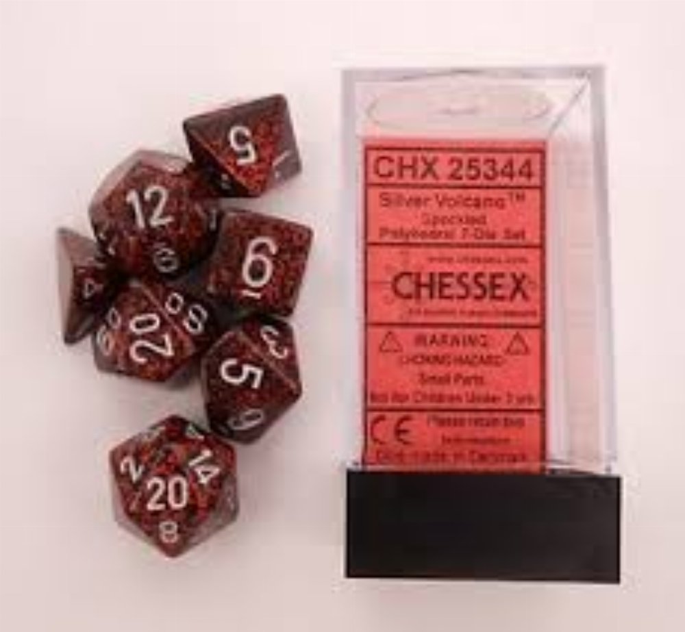 Σετ Ζάρια – 7 Dice Set Speckled Polyhedral Silver Volcano