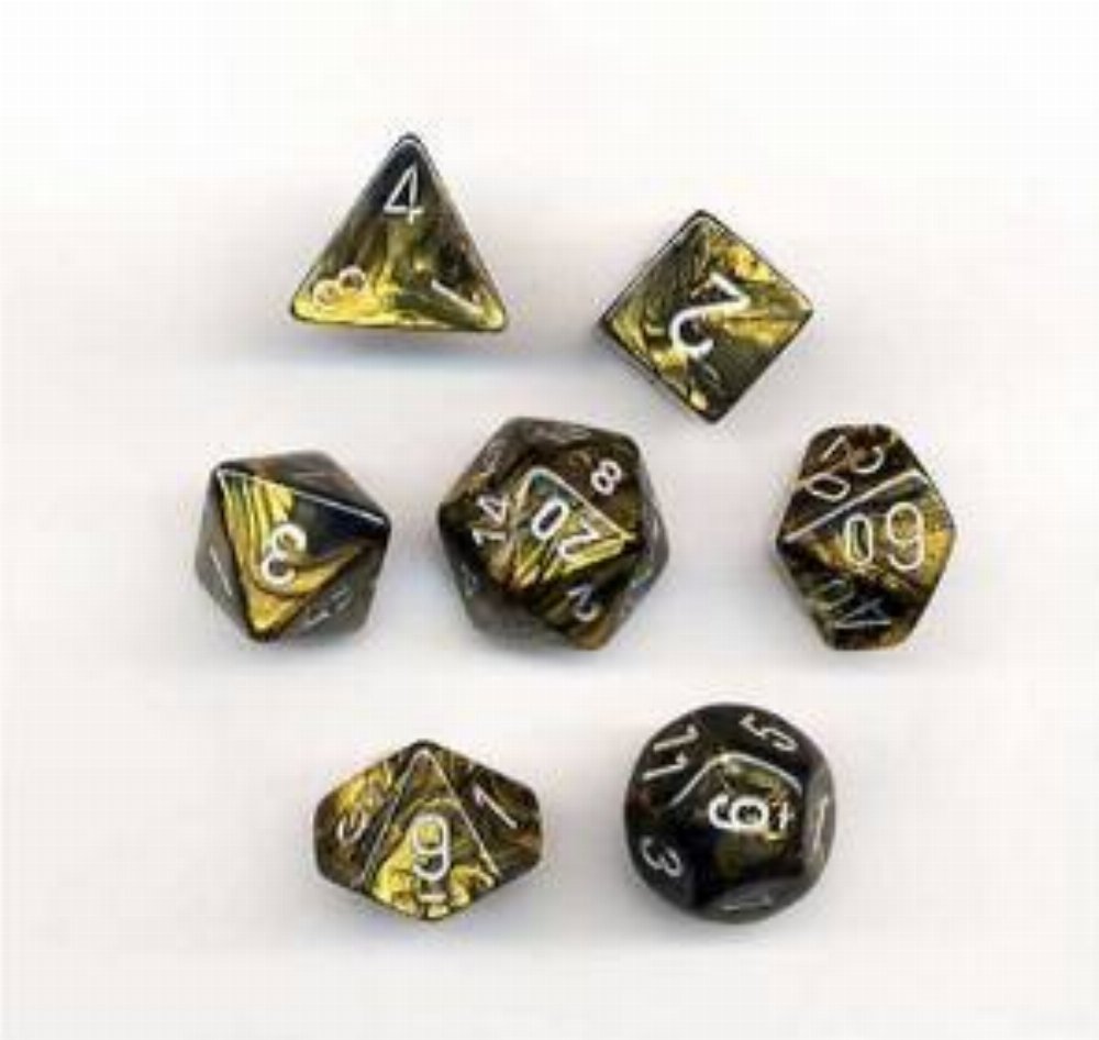 Σετ Ζάρια – 7 Dice Set Leaf Polyhedral Black Gold with Silver