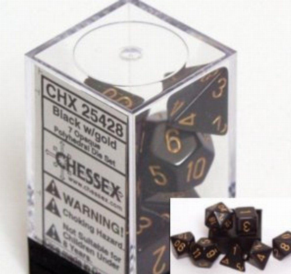 Σετ Ζάρια – 7 Dice Set Opaque Polyhedral Black with Gold
