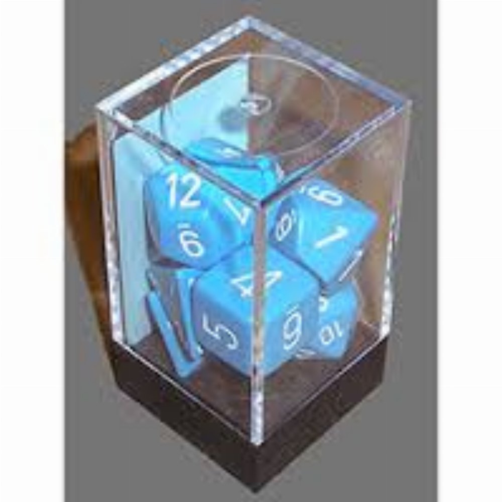Σετ Ζάρια – 7 Dice Set Opaque Polyhedral Light Blue with white