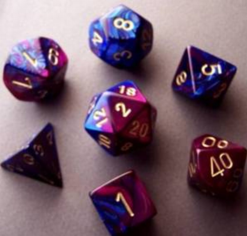 Σετ Ζάρια – 7 Dice Set Gemini Polyhedral Blue-Purple with Gold