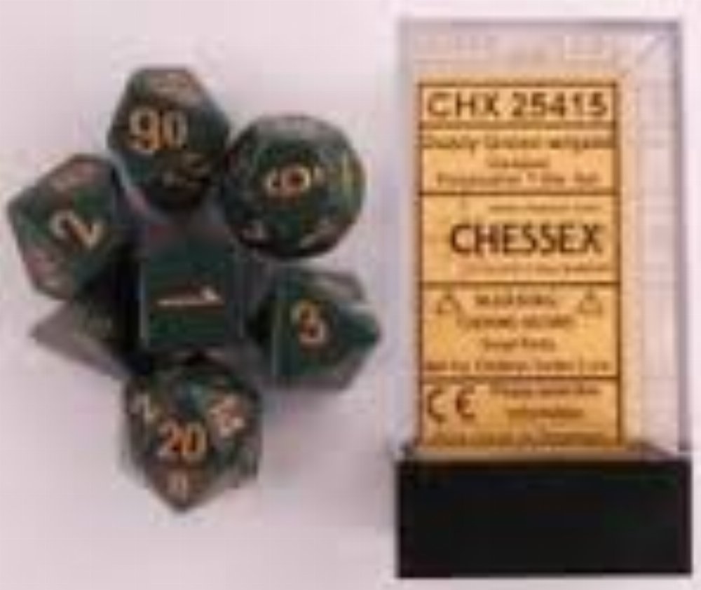 Σετ Ζάρια – 7 Dice Set Opaque Polyhedral Dusty Green with copper