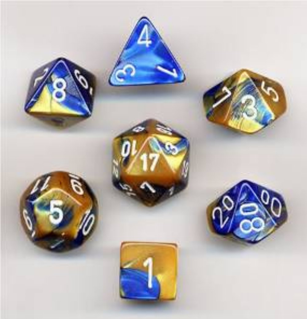 Σετ Ζάρια – 7 Dice Set Gemini Polyhedral Blue-Gold with White