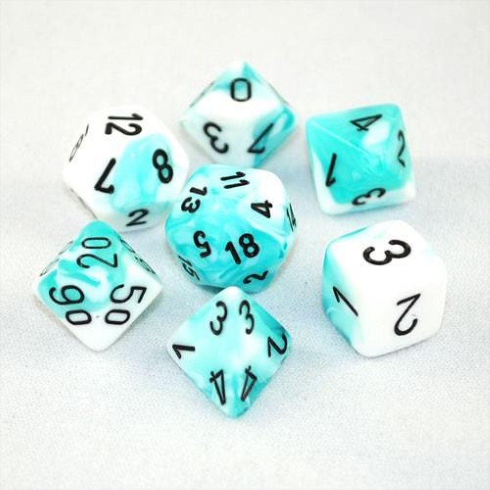 Σετ Ζάρια – 7 Dice Set Gemini Polyhedral Teal-White with Black