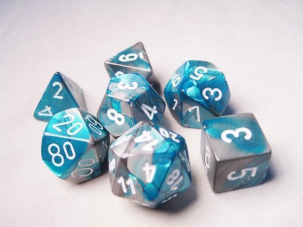 Σετ Ζάρια – 7 Dice Set Gemini Polyhedral Steel-Teal with White