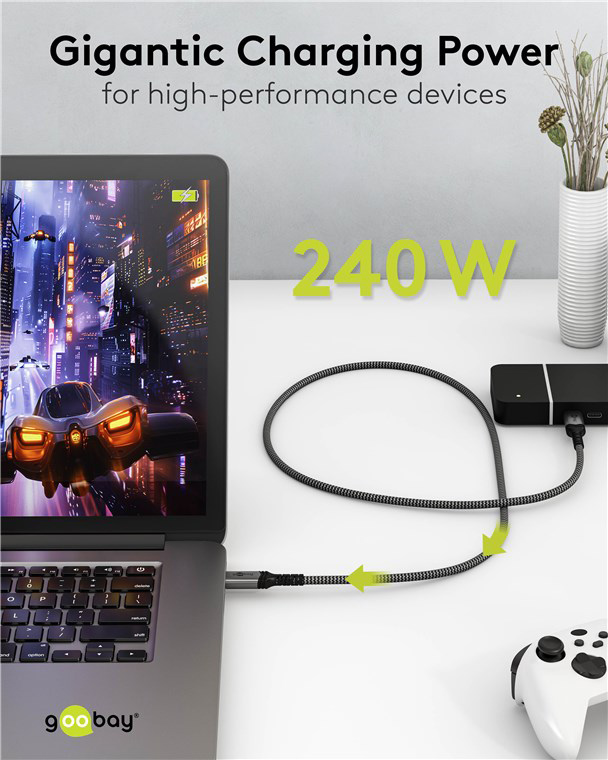 GOOBAY καλώδιο USB-C 74210, USB4, 240W, 40Gbps, 8K/60Hz, 0.50m, γκρι