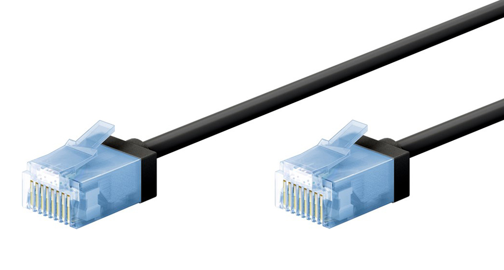 GOOBAY καλώδιο δικτύου 74233, CAT 6A U/UTP, slim, copper, 500MHz, 1m, μαύρο
