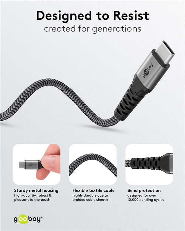 GOOBAY καλώδιο USB-C σε 2x USB-C 75739, 60W, 480Mbps, 1.5m, γκρι