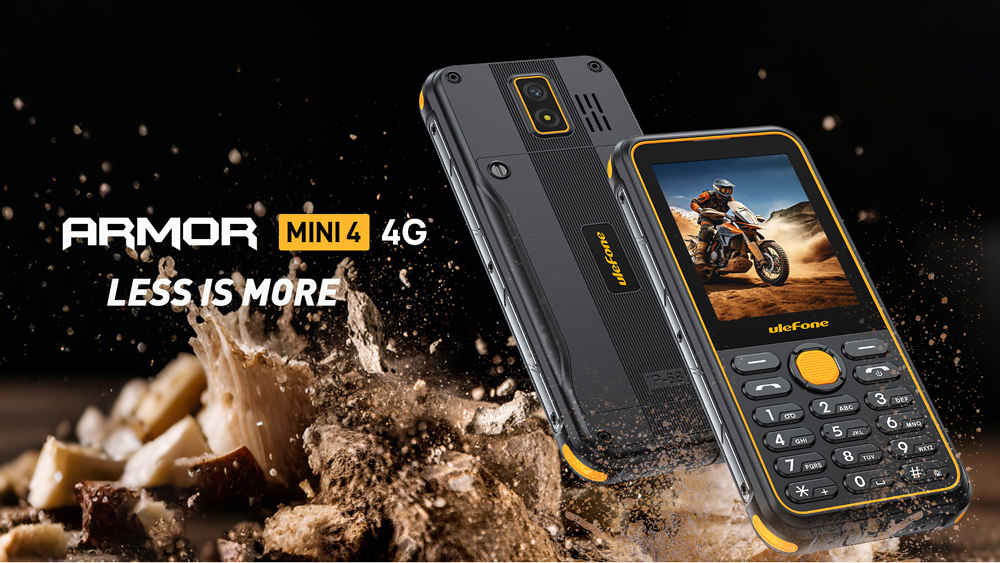 ULEFONE κινητό τηλέφωνο Armor Mini 4, IP68, 2.8″, dual SIM, 4G, μαύρο