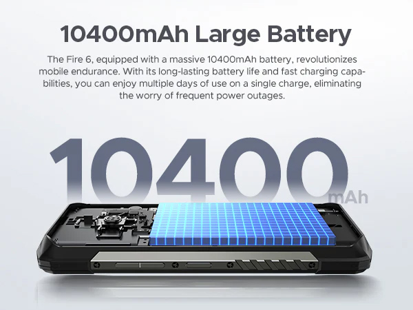 DOOGEE smartphone Fire 6, 6.56″, 6/256GB, 10400mAh, IP68/IP69K, μαύρο
