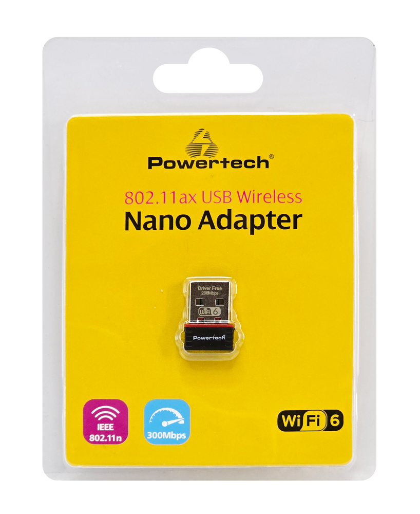 POWERTECH ασύρματος USB αντάπτορας δικτύου PT-1383, 300Mbps WiFi 6