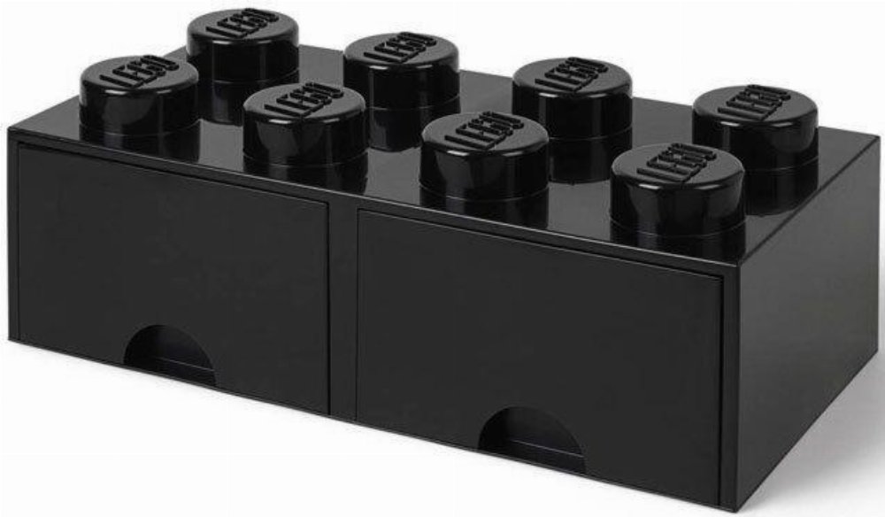 LEGO – Διπλό Τουβλάκι Αποθήκευσης Συρταρωτό 8 Μαύρο (25x50x18cm)
