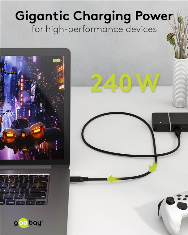 GOOBAY καλώδιο USB-C 74183, USB4, 240W, 40Gbps, 8K/60Hz, 1m, μαύρο
