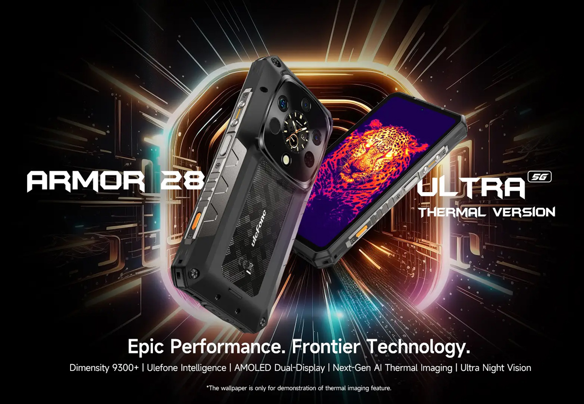 ULEFONE smartphone Armor 28 Ultra Thermal, 6.67″ & 1.04, 16/1TB, 5G, 10600mAh, IP68/IP69K, μαύρο