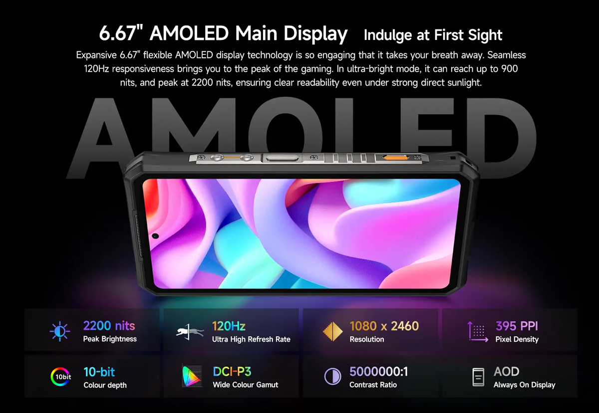 ULEFONE smartphone Armor 28 Ultra Thermal, 6.67″ & 1.04, 16/1TB, 5G, 10600mAh, IP68/IP69K, μαύρο