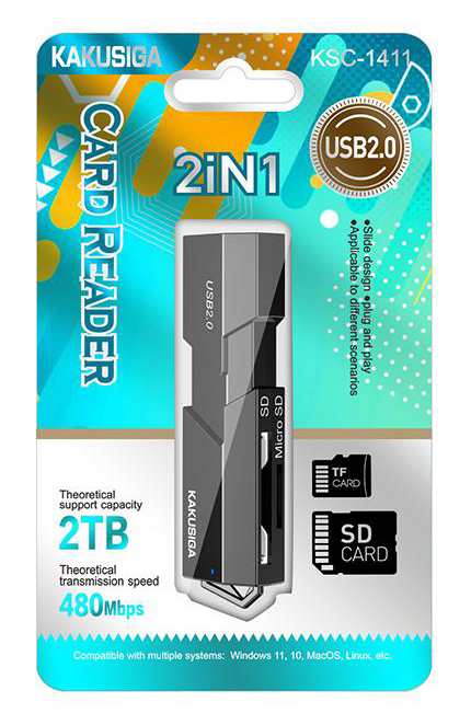 KAKUSIGA card reader KSC-1411 για SD & micro SD, 480Mbps, USB σύνδεση, μαύρο