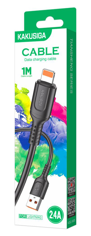 KAKUSIGA καλώδιο Lightning σε USB KSC-805, 12W, 480Mbps, 1m, μαύρο