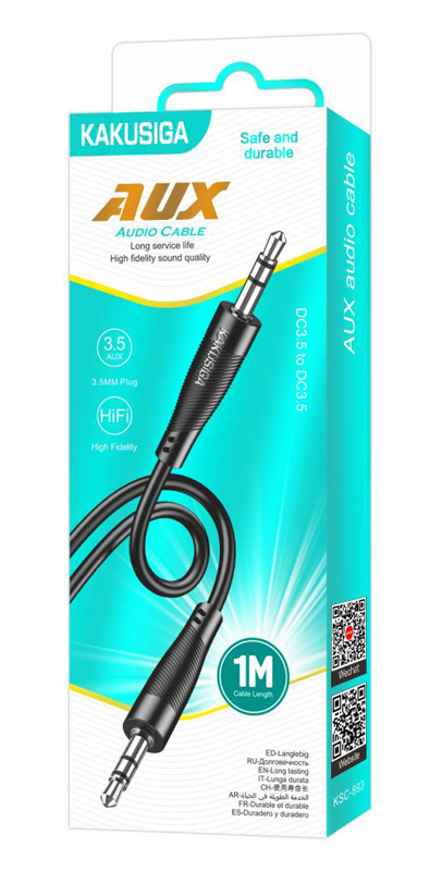 KAKUSIGA καλώδιο ήχου 3.5mm KSC-893, AUX, 1m, μαύρο