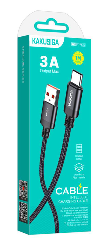 KAKUSIGA καλώδιο USB-C σε USB KSC-970, 15W, 480Mbps, 1m, μαύρο