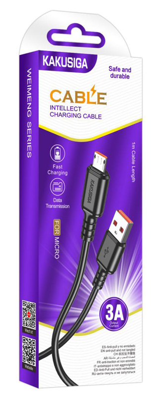KAKUSIGA καλώδιο micro USB σε USB KSC-982, 15W, 480Mbps, 1m, μαύρο