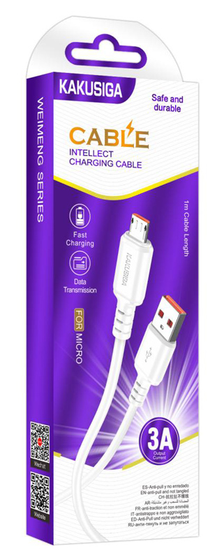 KAKUSIGA καλώδιο micro USB σε USB KSC-982, 15W, 480Mbps, 1m, λευκό