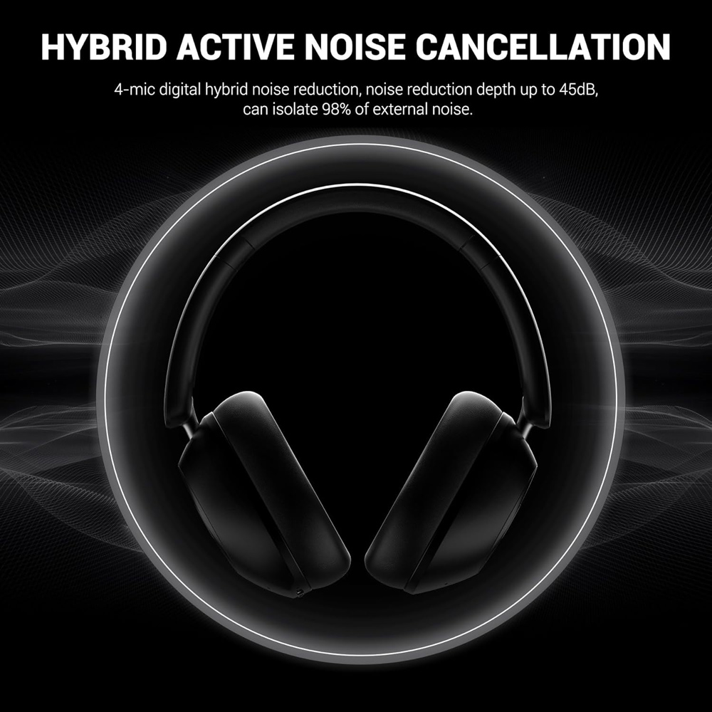 ONEODIO headphones Focus A5, ενσύρματα & ασύρματα, Hybrid ANC, 40mm, 600mAh, μαύρο