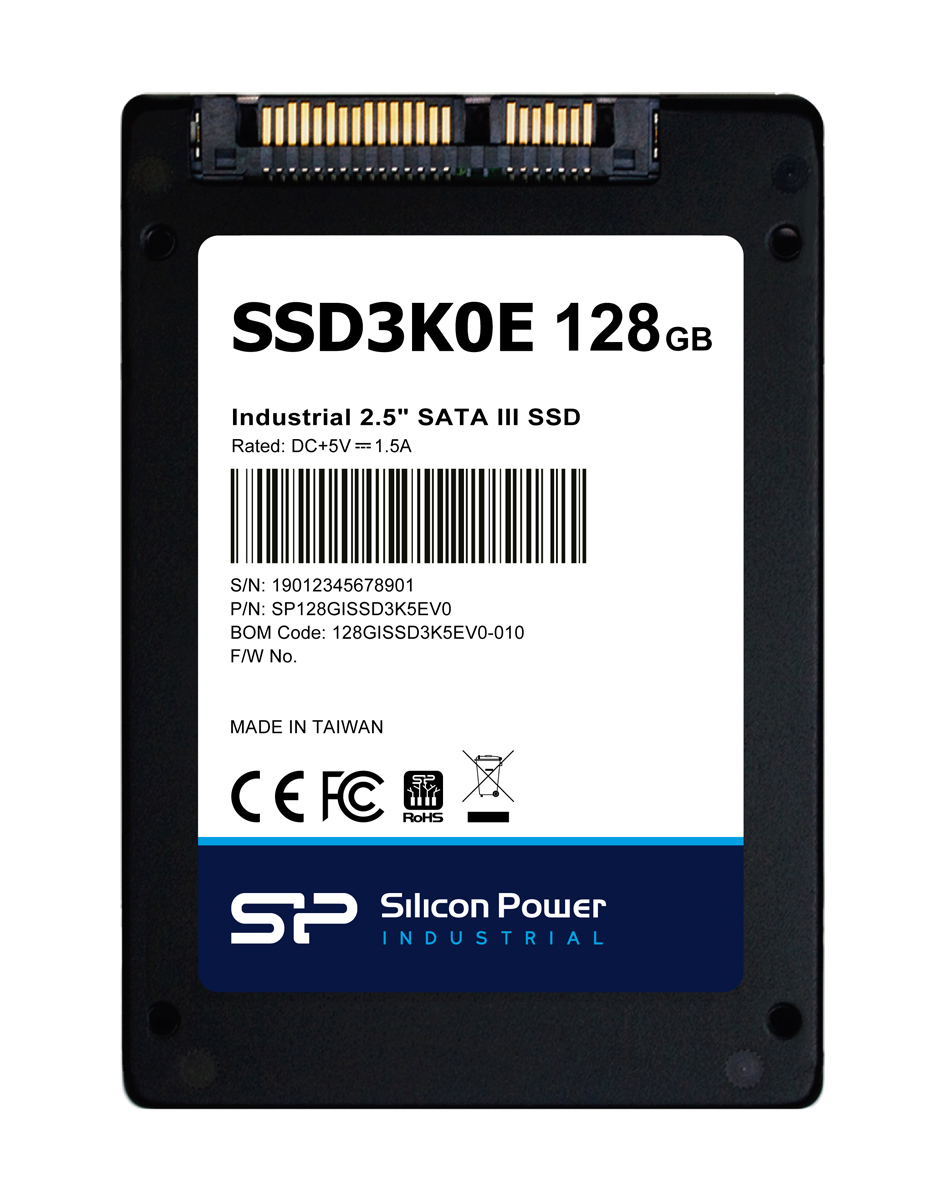 SILICON POWER industrial 2.5″ SATA III SSD SSD3K0E, 128GB, 540/520MBps, 3D TLC, -20~75 °C