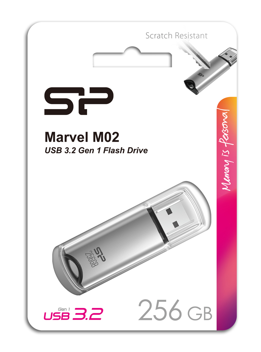 SILICON POWER USB Flash Drive Marvel M02, 256GB, USB 3.2, γκρι