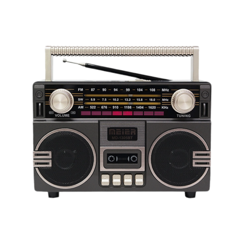 Επαναφορτιζόμενο ραδιόφωνο-κασετόφωνο Retro – MD-1305 BT – 020122 – Grey