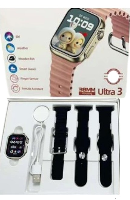 Σετ Smartwatch με 3 λουράκια – LG77 Mini – 064908 – Black