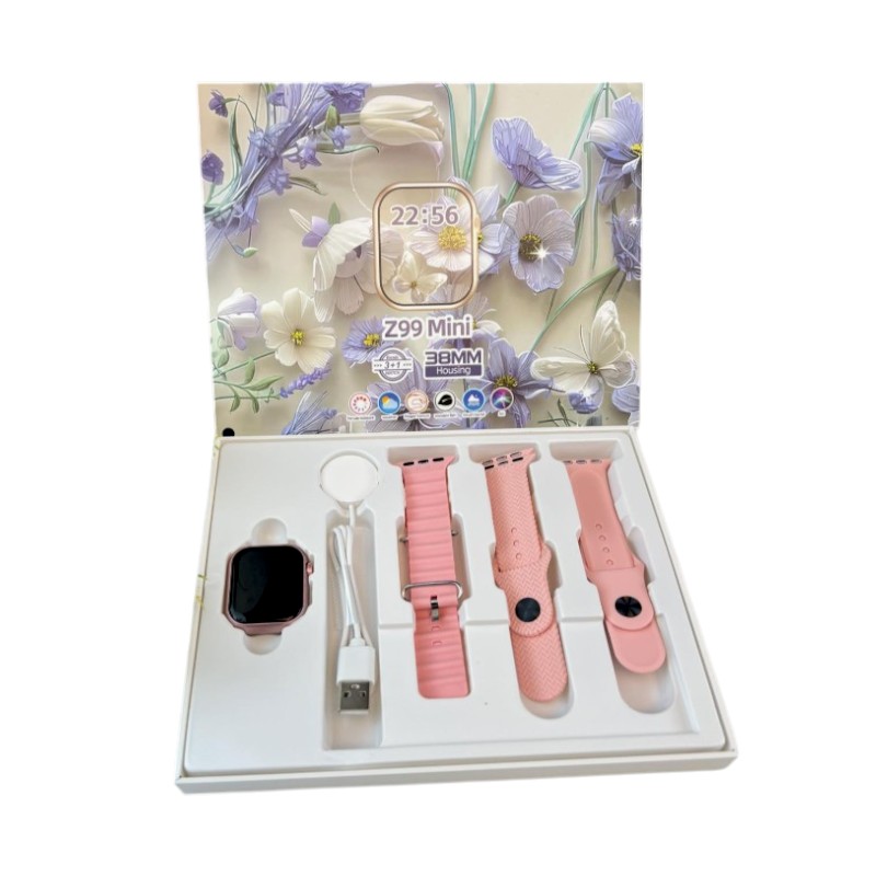 Σετ Smartwatch με 3 λουράκια – Z99 Mini – 064984 – Pink
