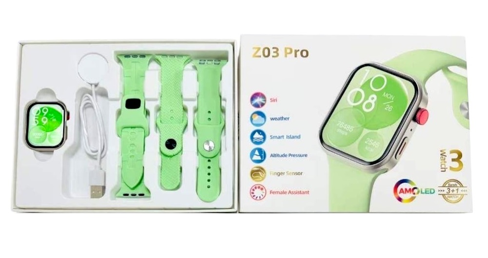 Σετ Smartwatch με 3 λουράκια – Z03 Pro – 065042 – Green