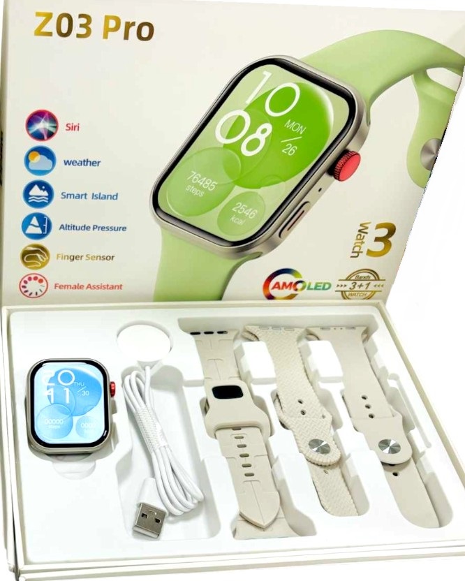 Σετ Smartwatch με 3 λουράκια – Z03 Pro – 065042 – White