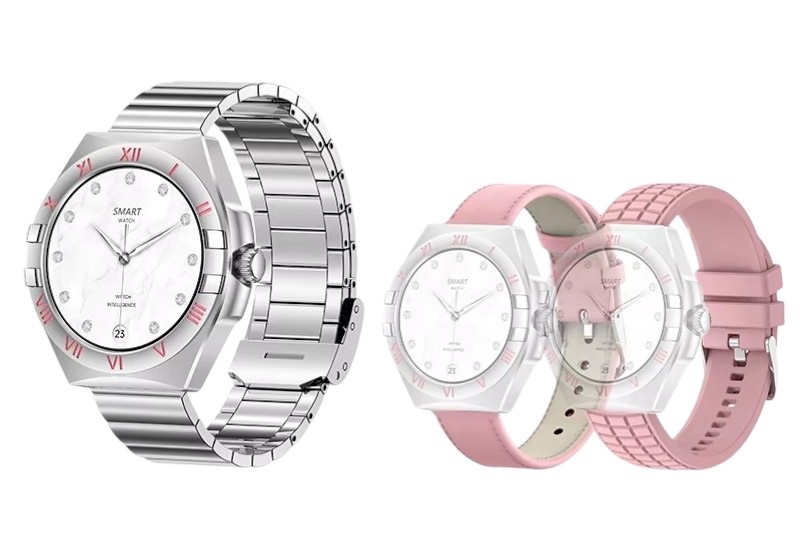 Σετ Smartwatch με 3 λουράκια – LG80 Mini – 065066 – Pink